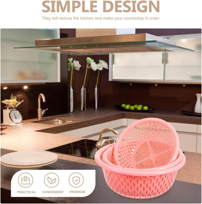3-piece Sink Colander Strainer Basket Set Draining Basket for Food over Sink Colander Random Color