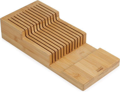 Joseph Joseph DrawerStore Compact Utensil Organizer For Kitchen Drawer Silverware, Flatware Tray, Small, Bamboo