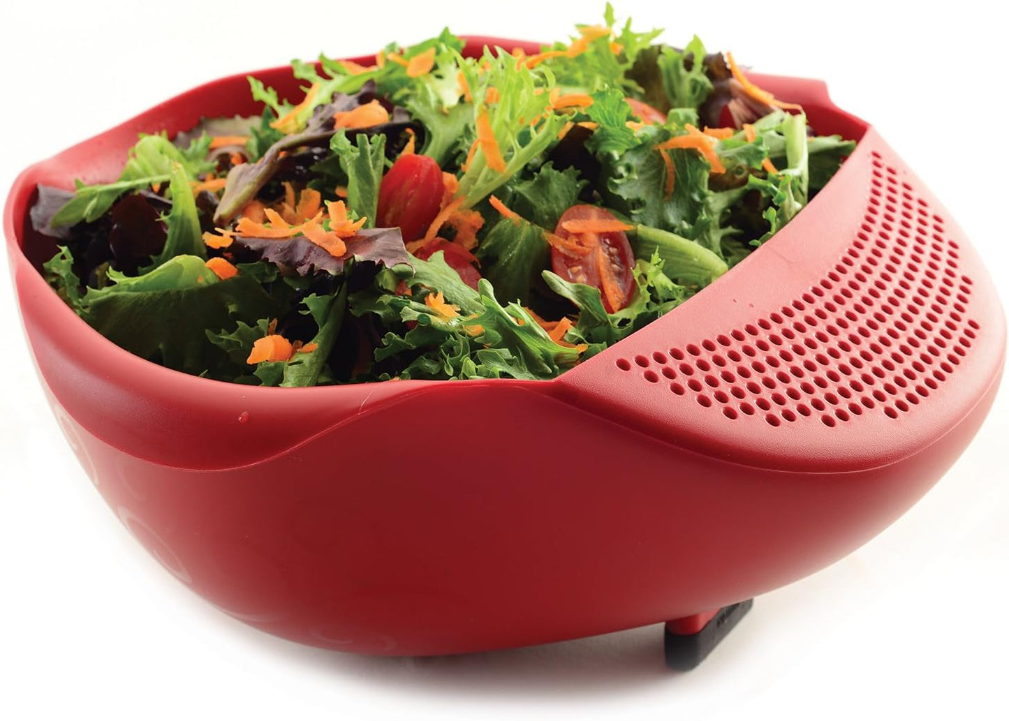 Norpro NOR-2176 Plastic Serving Bowl with Strainer , Red