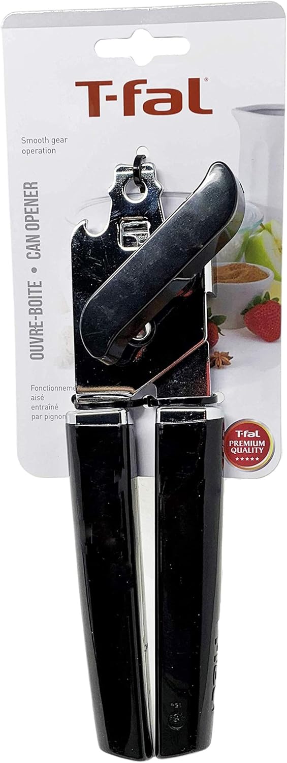 Basics Can Opener Manual Can Openers Sharp Stainless Steel Blade Safe Cover Remover Great for Beer cap (Tin/Bottle) Removal, Big Turning Knob Soft Handle Great Hand grip