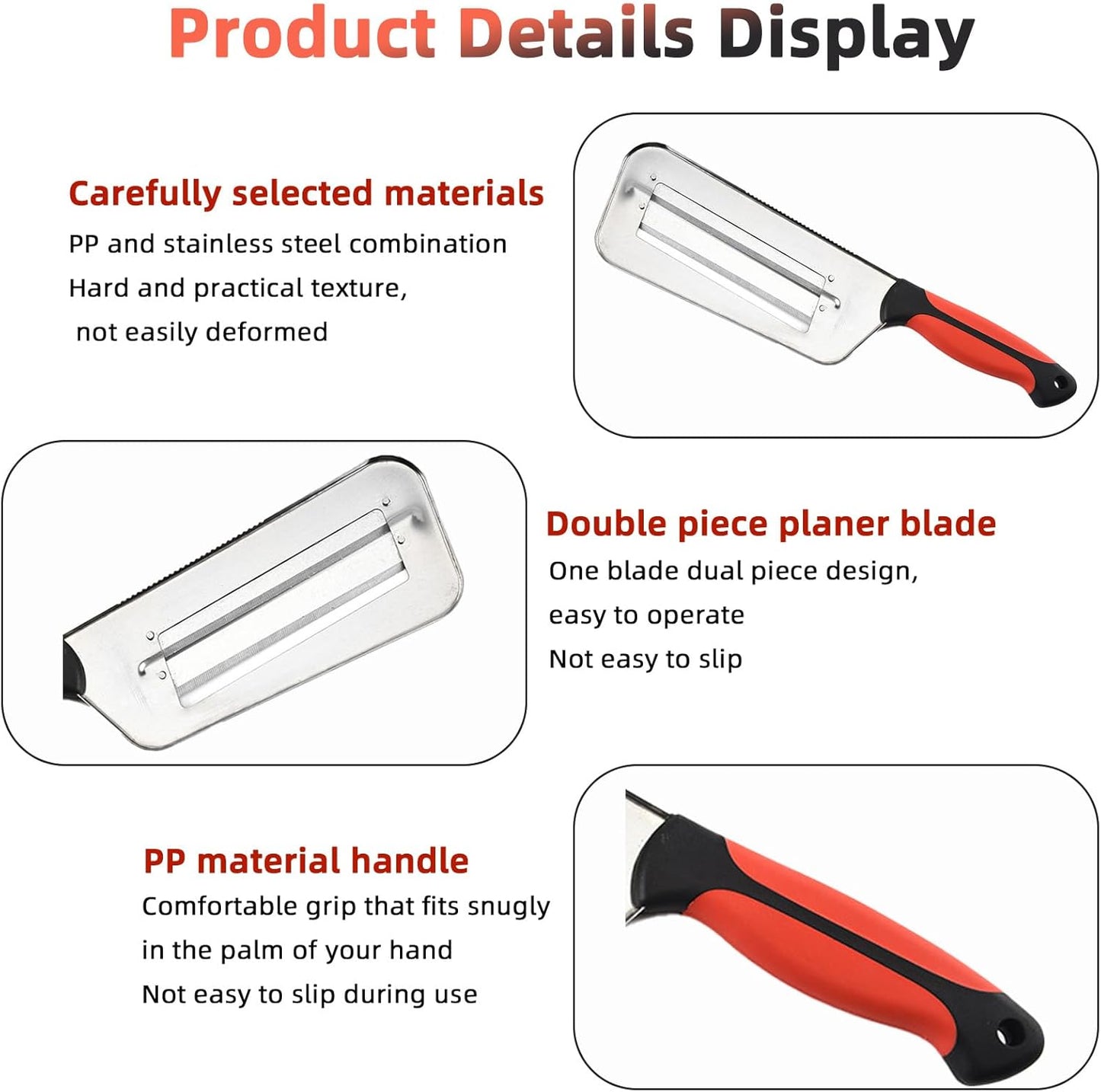 Stainless Steel Cabbage Shredder & Chopper, Sharp Kitchen Slicer for Coleslaw, Sauerkraut & Lettuce, Handheld Grater with Non-Slip Grip, Multifunctional Vegetable Cutter for Salad Prep (Red)
