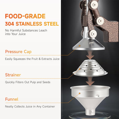 CO-Z Manual Citrus Juicer, Commercial Grade Cast Iron Orange Juicer, Professional Heavy Duty Juice Press with Removable Strainer, Manual Juice Extractor for Orange Lemon Pomegranate Citrus, Black