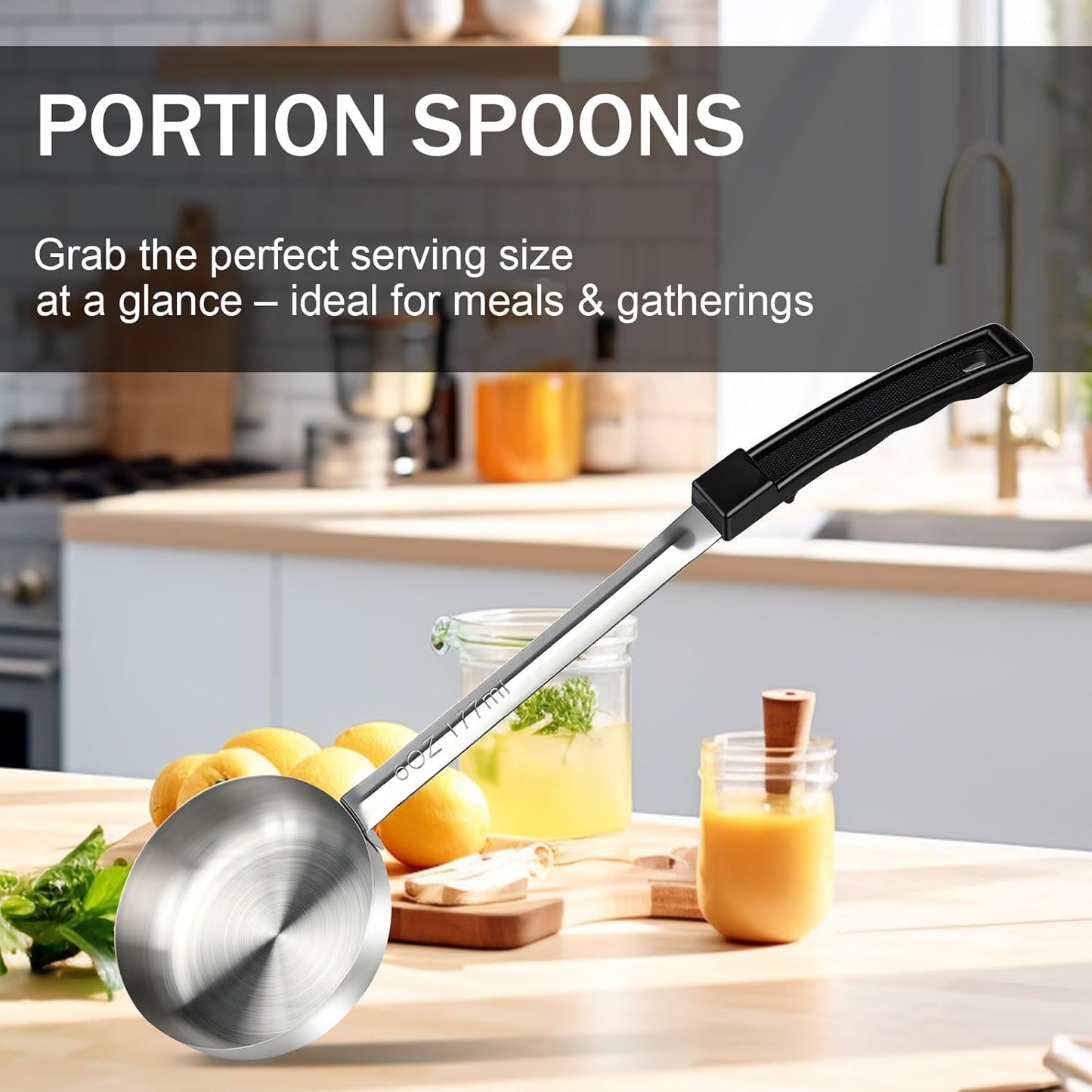 1 Ounce Solid Stainless Steel Portion Control Ladle Spoon - 2Pcs Pizza Sauce Serving Spoons Portion Ladle for Sauces, Perfect for Weight Watchers, Buffets, Parties