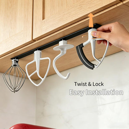Metal Stand Mixer Attachment Holder Fits for Kitchenaid Mixer Accessories, Under Cabinet Organizers Hangers for Storage Kitchen aid Dough Hook Paddle Beater Whisk Utensil