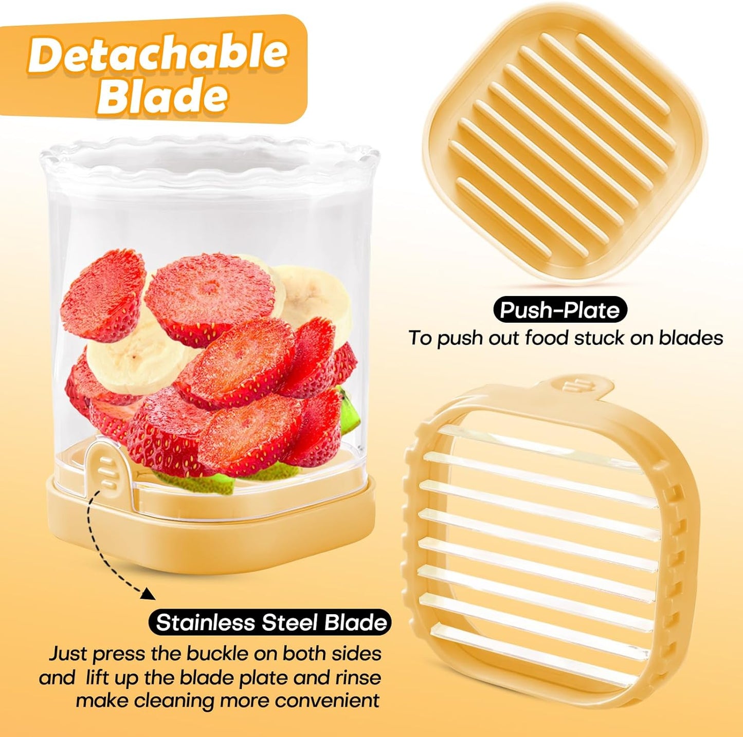 Creative Strawberry & Fruit Slicer - Detachable Cutter with Push Plate (Black)