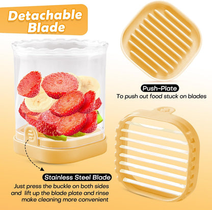 Creative Strawberry & Fruit Slicer - Detachable Cutter with Push Plate (Black)