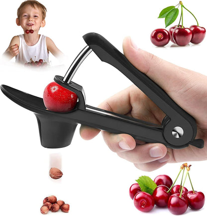 Cherry Pitter Tool, Heavy-Duty Cherry Seed Core Remover, Cherry Pitter Remover Tool with Space-Saving Lock Design, Pit Remover for Cherries (Green)
