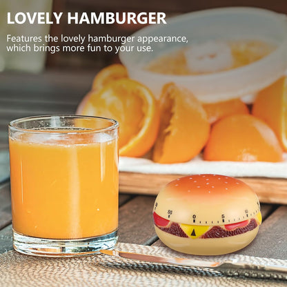 Cabilock Mechanical Kitchen Timer, Burger Shaped 60-Minute Wind Rotating Countdown Egg Reminder Loud Ring Time Management for Baking Cooking Reminder