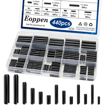 230Pcs SAE Roll Pin Assortment Set - Slotted Spring Pins Steel Split Expansion Pin 10 Sizes 1/16 5/64 3/32 1/8 5/32 3/16 7/32 1/4 5/16 3/8 Inch for Home Improvement Automotive Repair