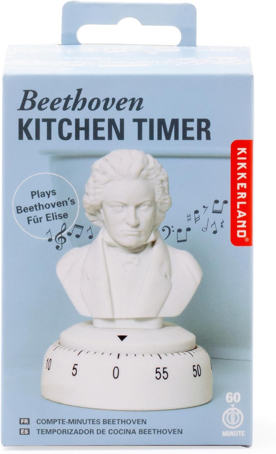 Kikkerland Mozart Timer – Musical Gadget for Home & Kitchen – 60 Minute Windup Timekeeper for Cooking for Music Lovers