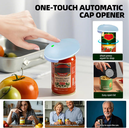 Rechargeable Auto Electric Can OpenerTouch Side Cut Opener Open Your Cans with A Simple Press of Button - Automatic,Smooth Edge,Food-Safe,for Kitchen for Seniors with Arthritis Small Size (Black)