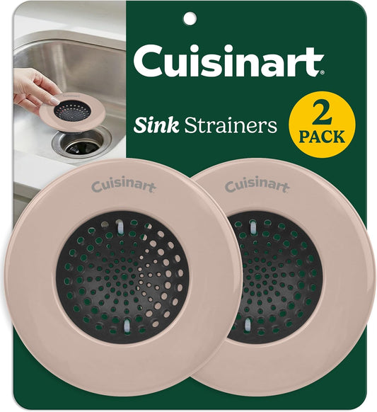 Cuisinart Sink Strainers- 2 Pack Kitchen Sink Drain Strainer & Food Catcher with Enamel-Coated Stainless Steel Rim and Silicone Base, Fits Standard 3.5" Drains, Outer Diameter 4.35", Scratch-Safe