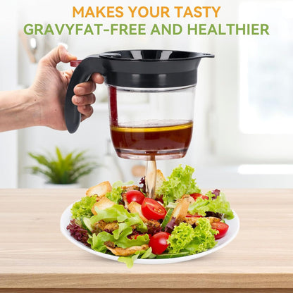 3 in 1 Fat Separator with Bottom Release, Gravy Fat Separator for Cooking, Kitchen Fat Strainer Separator Soup Oil Separator Measuring Cup for Gravy Soup Stew Sauce