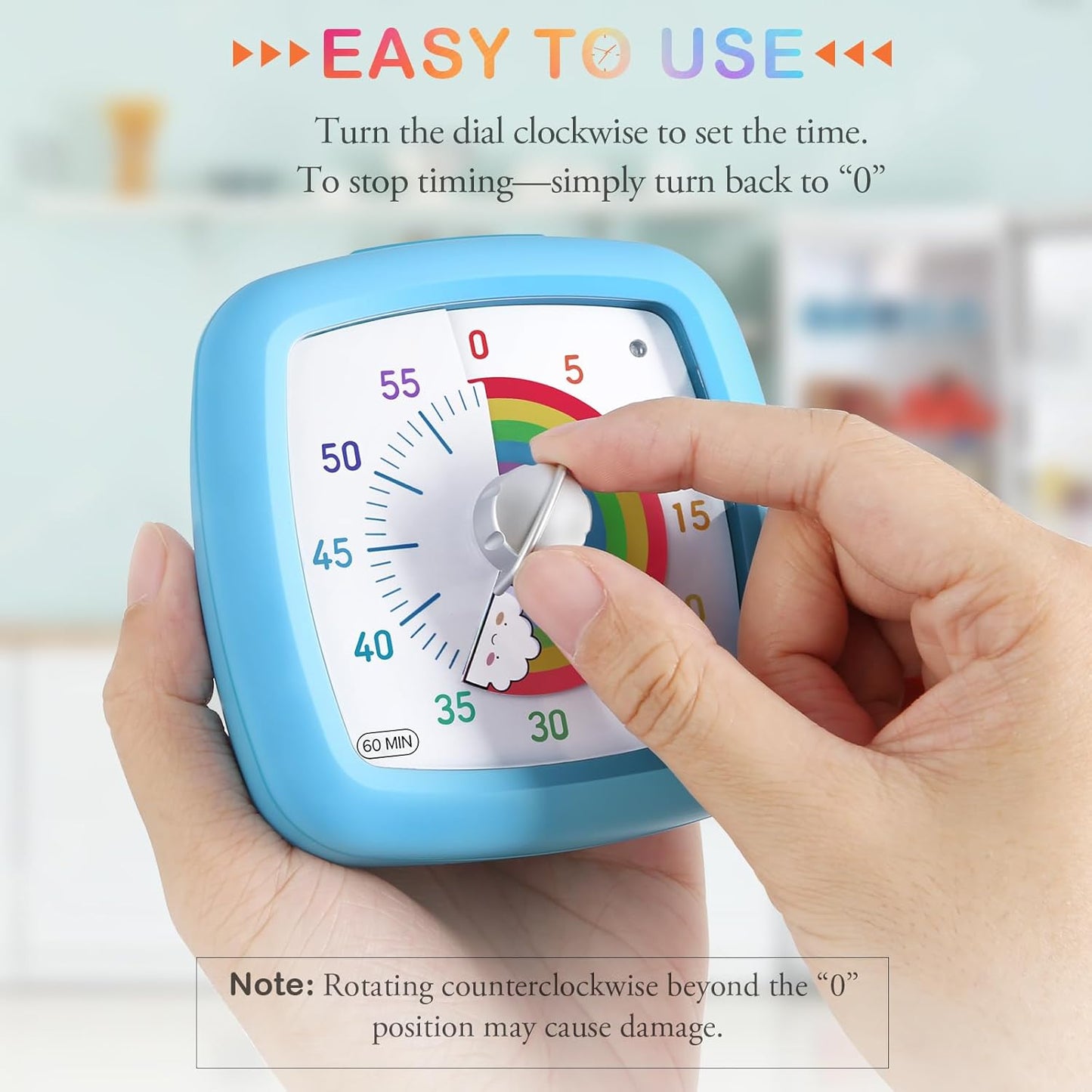 Secura 60-Minute Visual Timer, Silent Study Timer for Kids and Adults, Time Clocks, Time Management Countdown Timer for Teaching (Navy Blue & Navy Blue)