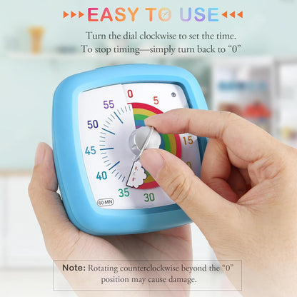 Secura 60-Minute Visual Timer, Silent Study Timer for Kids and Adults, Time Clocks, Time Management Countdown Timer for Teaching (Navy Blue & Navy Blue)
