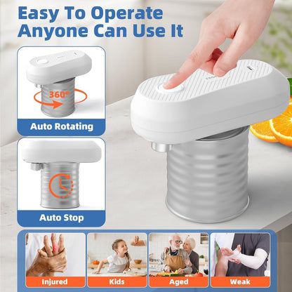 Electric Can Opener, Rechargeable Can Openers for Seniors & Arthritis, One-Touch Automatic Can Opener, Hands-Free, Smooth Edge, Compact, Kitchen Gadgets