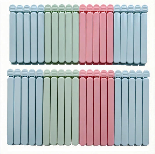 40 Pcs Food Bag Sealing Clips - 2 Sizes (4.72 in & 6.10 in) Airtight Chip Clips, Ideal for Kitchen, Snack & Cereal Storage, 3 Assorted Colors