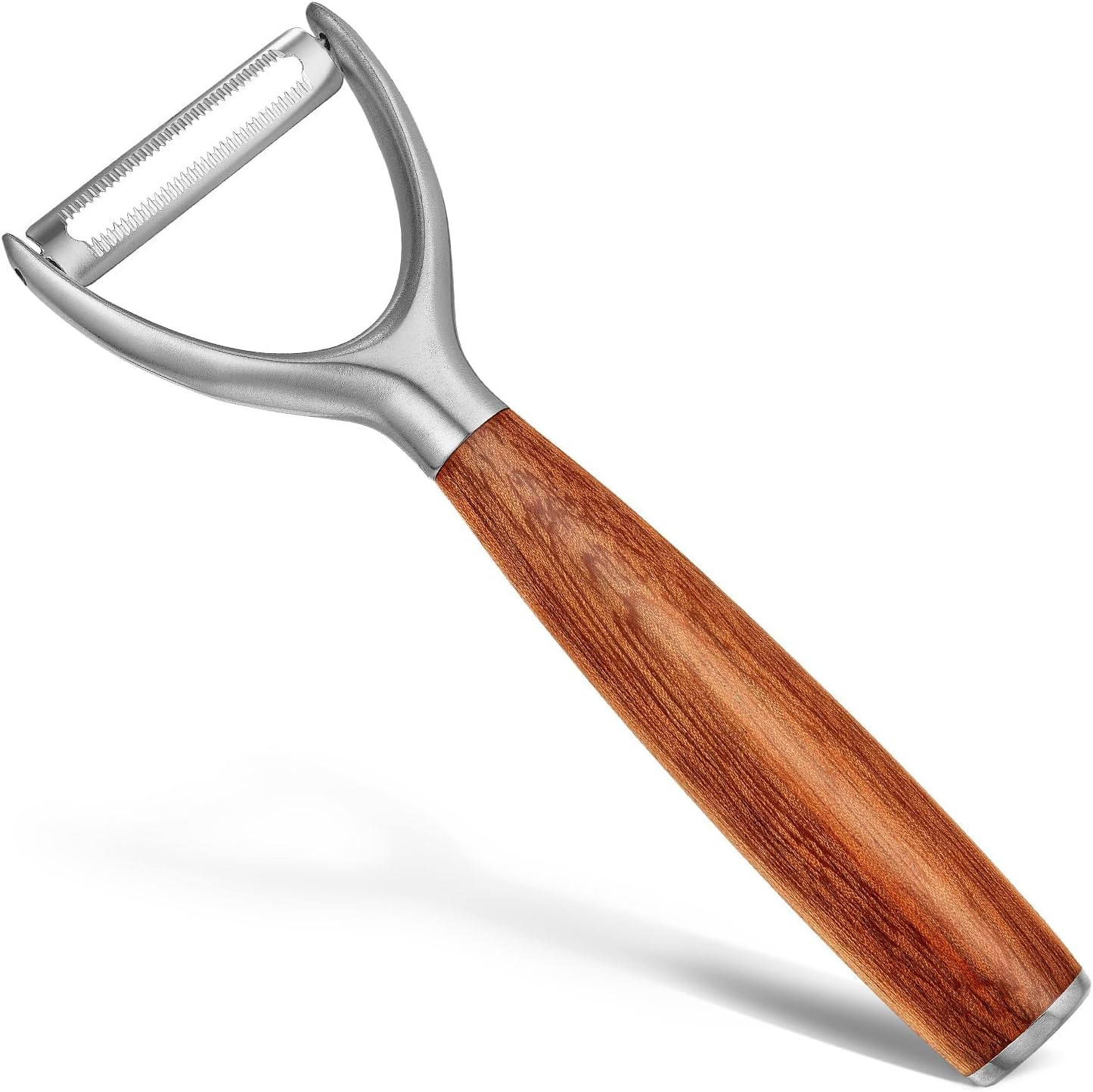 Serrated Blade Premium I Type 304 Stainless Steel Multifunctional Kitchen Peeler Real Wood Handle Ultra Sharp Blade Vegetable Potato Apple（Agarwood）