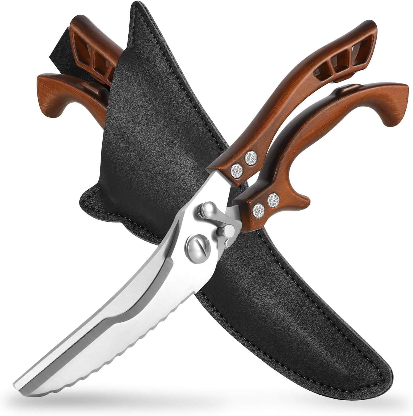 ANDONG Upgrade Heavy Duty Stainless Steel Kitchen Scissors - Professional Poultry Shears for Bone, Meat, Chicken, Fish, Turkey, Vegetables,Spring Loaded Multipurpose Ultra Sharp Utility Scissors