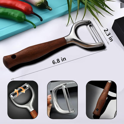 Vegetable Peelers For Kitchen,Stainless Steel Potato Peelers,Swivel Fruit Peeler Featuring Sharp And Durable Blades,Can Be Quickly Peeled,Ergonomic Solid Wood Anti Slip Handle