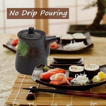 MDEOOSKY Ceramic Seasoning Bottle, Japanese Style Earthenware Ceramic Oil Dispenser, Olive Oil Dispenser, Sushi Sauce Container, 6.76 fl oz