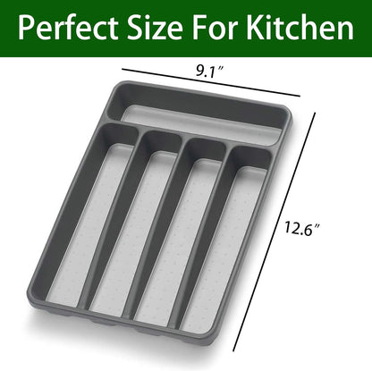 Loyareal Silverware Organizer Utenisl Organizer Holder Kitchen Drawer Organizer Plastic Silverware Tray for Drawer Flatware Organizer 5 Compartment White
