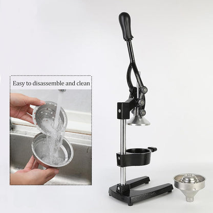 LIU&LIU Citrus Juicer with Lever Press,Hand Press Fruit Juicer with 304 Material Pressure Lid and Filter Screen, Removable and Easy to Clean,Silver