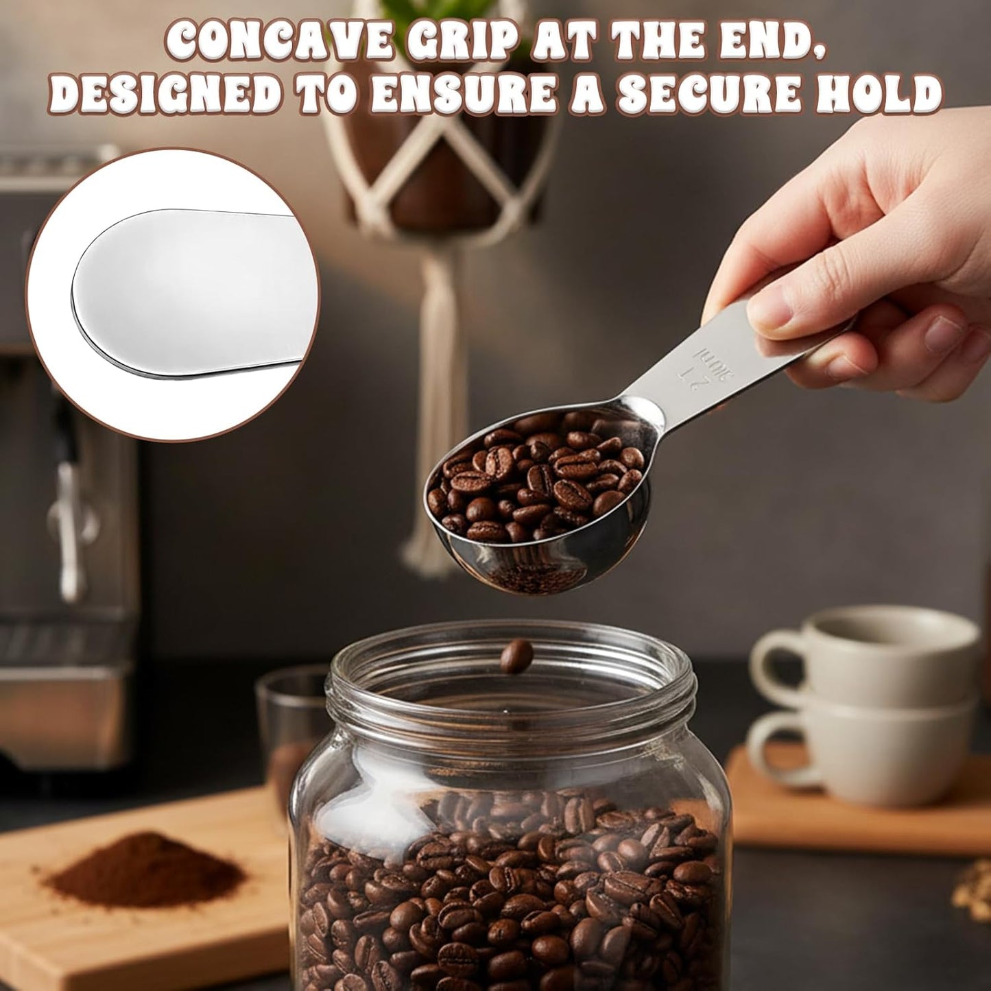 2pcs Coffee Scoop for Ground Coffee 2 Tablespoon Scoop 30ml Stainless Steel Coffees Scoops Measuring Spoon, Dishwasher Safe Short Handle Scooper for Canisters Coffees Tea, Sugar, Flour