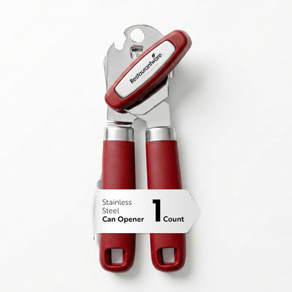 Restaurantware Comfy Grip 7.6 x 1.9 x 2.1 Inch Can Opener 1 Durable Manual Can Opener - Sharp Wheel Blade Grip Handle Mint Green Stainless Steel Hand-Held Can Opener Built-In Bottle Opener