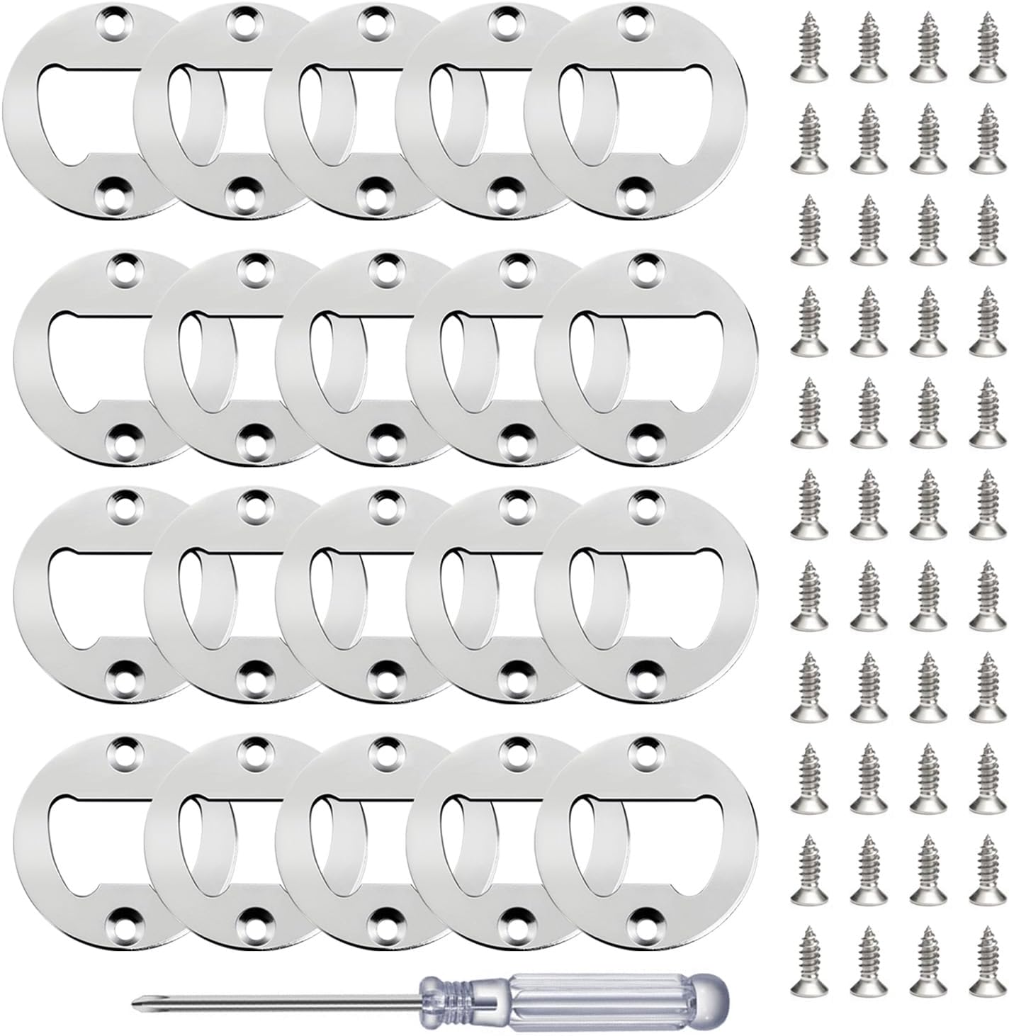 Bottle Opener Insert - 20 Sets Stainless Steel Inserts Kit with Screws Screwdriver for DIY Resin Mould Kit Hardware Parts Supply（black)