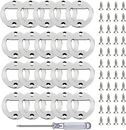 Bottle Opener Insert - 20 Sets Stainless Steel Inserts Kit with Screws Screwdriver for DIY Resin Mould Kit Hardware Parts Supply（black)