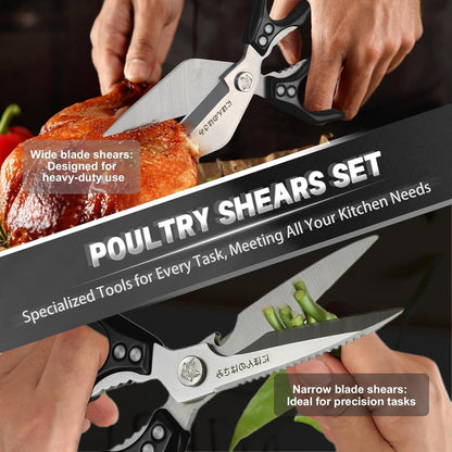 Dream Reach Poultry Shears, Heavy Duty Kitchen Shears with Serrated Edge, No Rust Spring Loaded, Multipurpose Stainless Steel Kitchen Scissors for Chicken, Bone, Meat, Turkey, Fish Thanksgiving Gifts