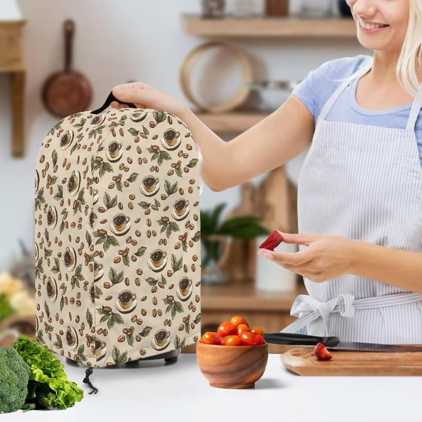 Coffee Pastry Blender Dust Cover with Drawstring Field Stand Mixer or Coffee Maker Cover Anti Fingerprint Polyester Appliance for Home Kitchen Decor