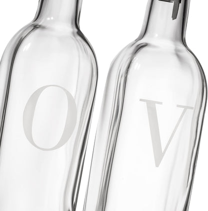 GREENOLIVE Olive Oil Dispenser Bottle - 17 oz. Clear Glass Bottle with No-Drip BPA-Free Spout - Ideal for Kitchen and Cooking Essentials - Single Bottle