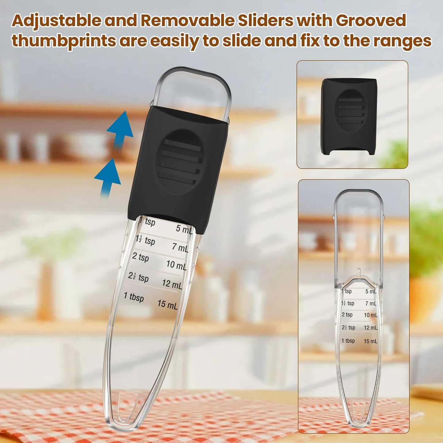 Professional Adjustable Measuring Spoons Set of 2#2258, Fits in Spice Jars, Teaspoon Measuring Spoons 9 in 1 for Dry and Liquid, BPA- free & Dishwasher Safe
