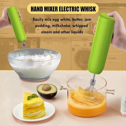 Cordless Hand Mixer MixgoII, Handheld Mixer Electric Whisk & Milk Frother, Hand Held Mini Mixers, Rechargeable Hand Mixer and Whisker, Food Processor for Cooking, Food Chopper, 4-Speed, 10Oz