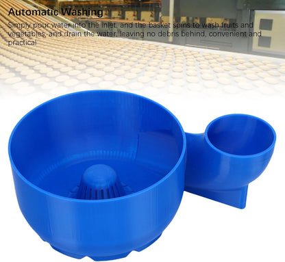 Fruit Washer Bowl, Automatic Vegetable Cleaner Spinner Basket with Drain System ABS Kitchen Produce Washing Container for Fruits Vegetables (Blue)