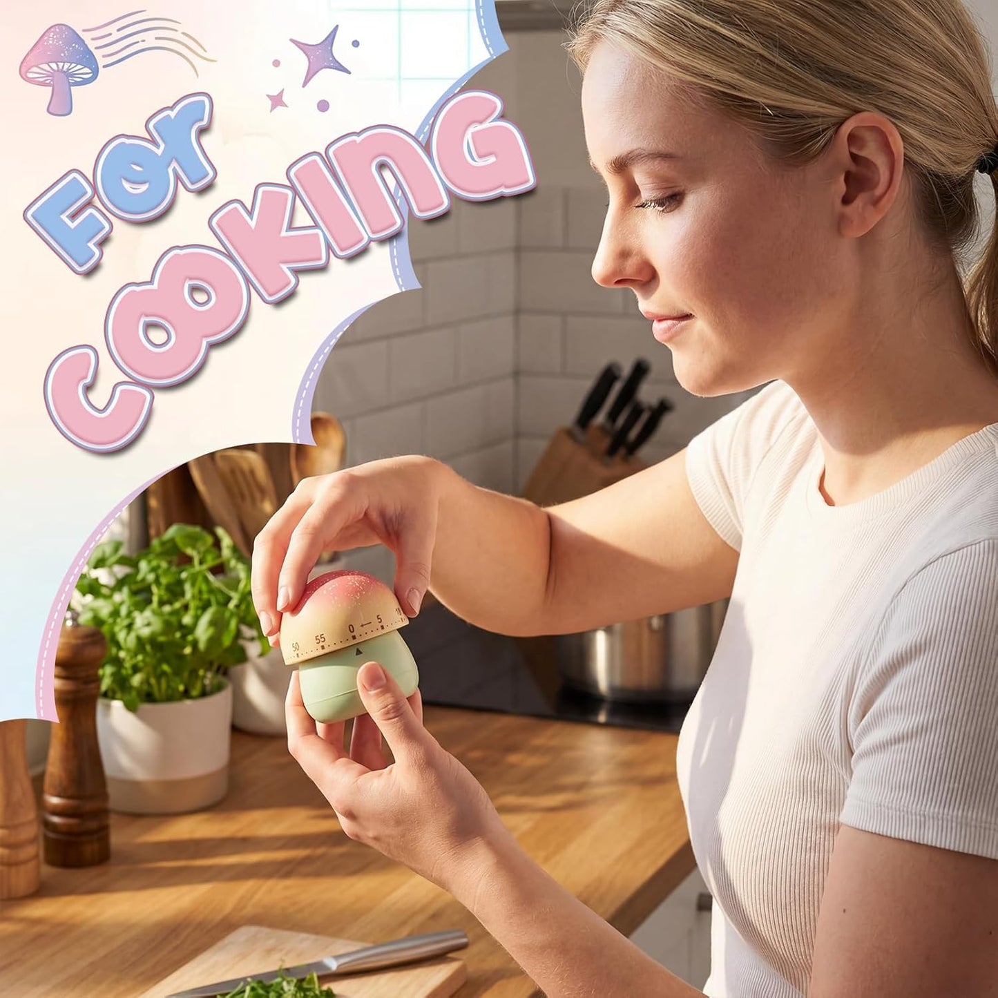 Amylove 4 Pieces Cute Kitchen Timer Animal Mechanical Manual Fox Raccoon Bear Wolf 60 Minutes Loud Alarm Egg Windup Timer for Adults Christmas Home Cooking Baking Fitness Beauty