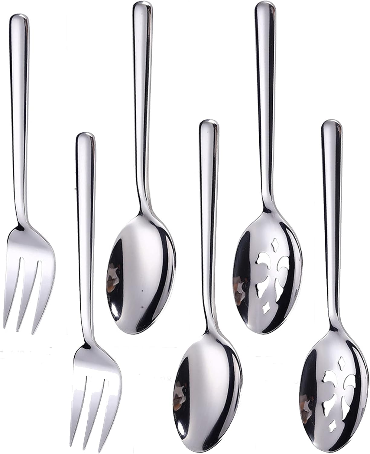 Serving Platters Forks Stainless Steel Buffet 9 inch Utensils Cake Butter Pastry Servers (4 pcs serving forks)