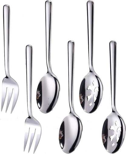 Serving Platters Forks Stainless Steel Buffet 9 inch Utensils Cake Butter Pastry Servers (4 pcs serving forks)