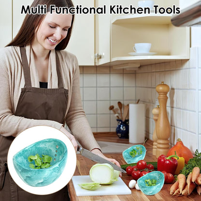Pottery Herb Stripper Ceramic Bowl, Multiple Hole Sizes for Easy Leaf and Stem Separation, Durable and Dishwasher Safe Herb Stripping Tool for Kitchen Cooking (Green)
