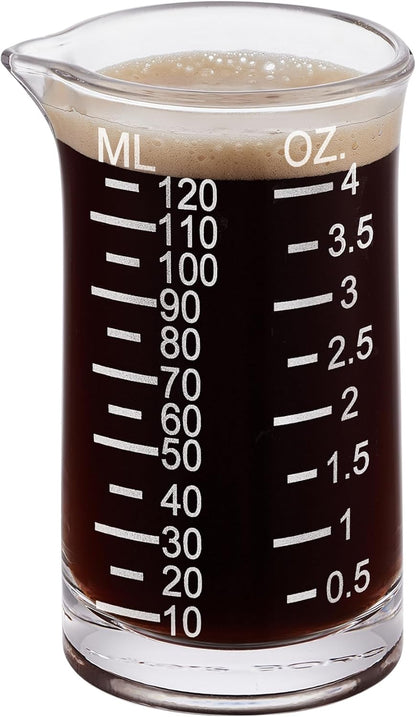 Ackers 4 Oz Glass Measuring Cup,Borosilicate Shot Glass with V-Shaped Spout-Black Line