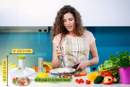 Brieftons Express Manual Food Chopper: 2-Cup, Hand Chopper Vegetable Cutter to Chop Veggies, Fruits, Herbs, Garlic Onion Chopper for Salsa, Salad, Pesto, Hummus, Guacamole, Coleslaw, Indian Cooking