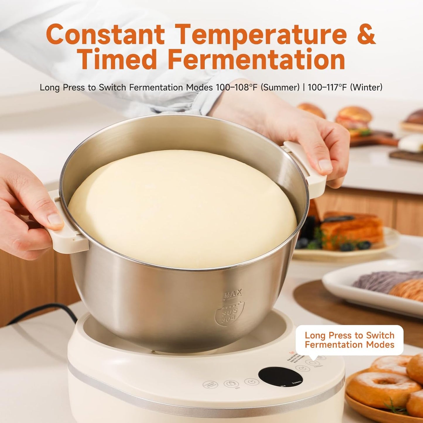 Joydeem Electric Dough Maker with Dual Seasonal Fermentation Function, 3.7Qt Dough Mixer Machine, Perfect for Bread Pizza Roti Dumpling Dough & Sourdough, HMJ-A351