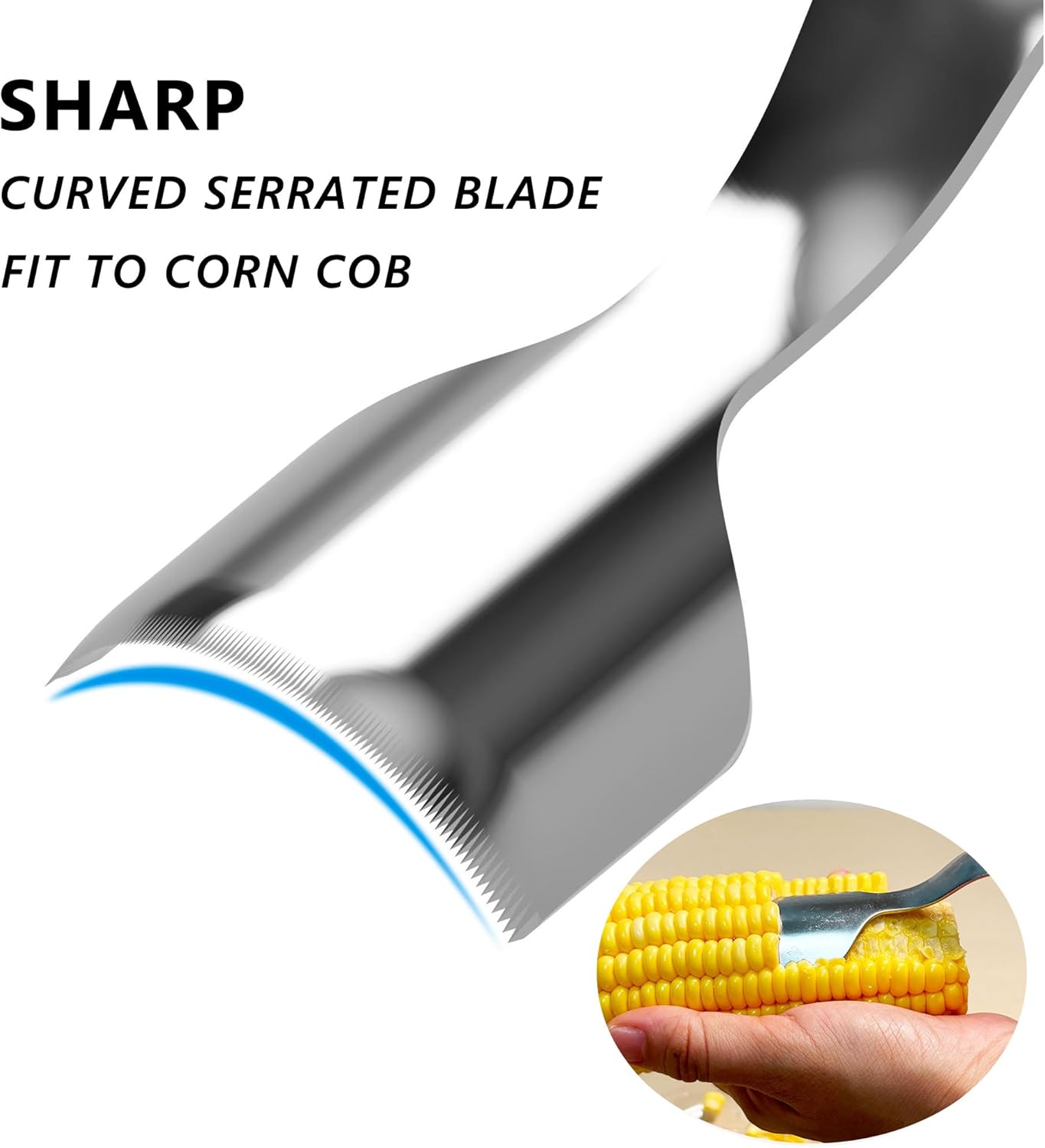Corn Peeler, Stainless Steel Corn Cob Stripper Tool with Sharp Curved Blade, Durable & Easy to Clean, Dishwasher Safe Corn Kernel Remover for Fresh Corn