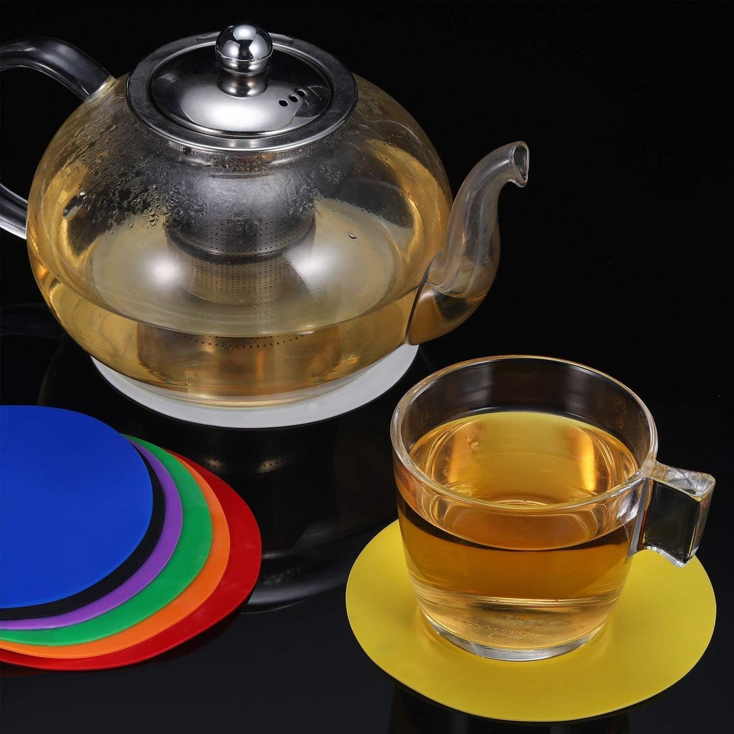 Chuangdi 8 Pcs Jar Opener Rubber Jar Gripper Pads 5'' Round Coasters Heat Insulation Pad Trivet Non Tear Multi-Purpose Bottle Lid Openers for Arthritic Weak Hands Kitchen Supplies(Bright Color)