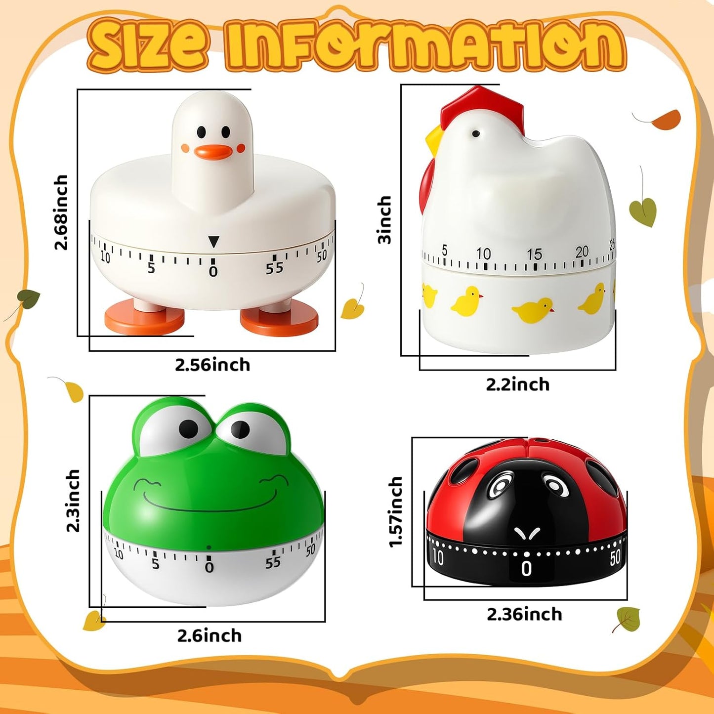 Amylove 4 Pieces Cute Kitchen Timer Animal Mechanical Manual Fox Raccoon Bear Wolf 60 Minutes Loud Alarm Egg Windup Timer for Adults Christmas Home Cooking Baking Fitness Beauty