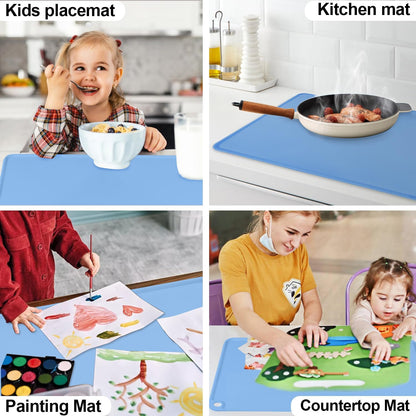 Standard Silicone Mat,Black Baking Mat-Food Grade Kids Dinner Table Placemat Non Slip Counter Mat with Raised Edges Heat Resistant Mat for Air Fryer Nonstick Pastry Dough Mat(1 Pack 23.6'' x 15.7'')