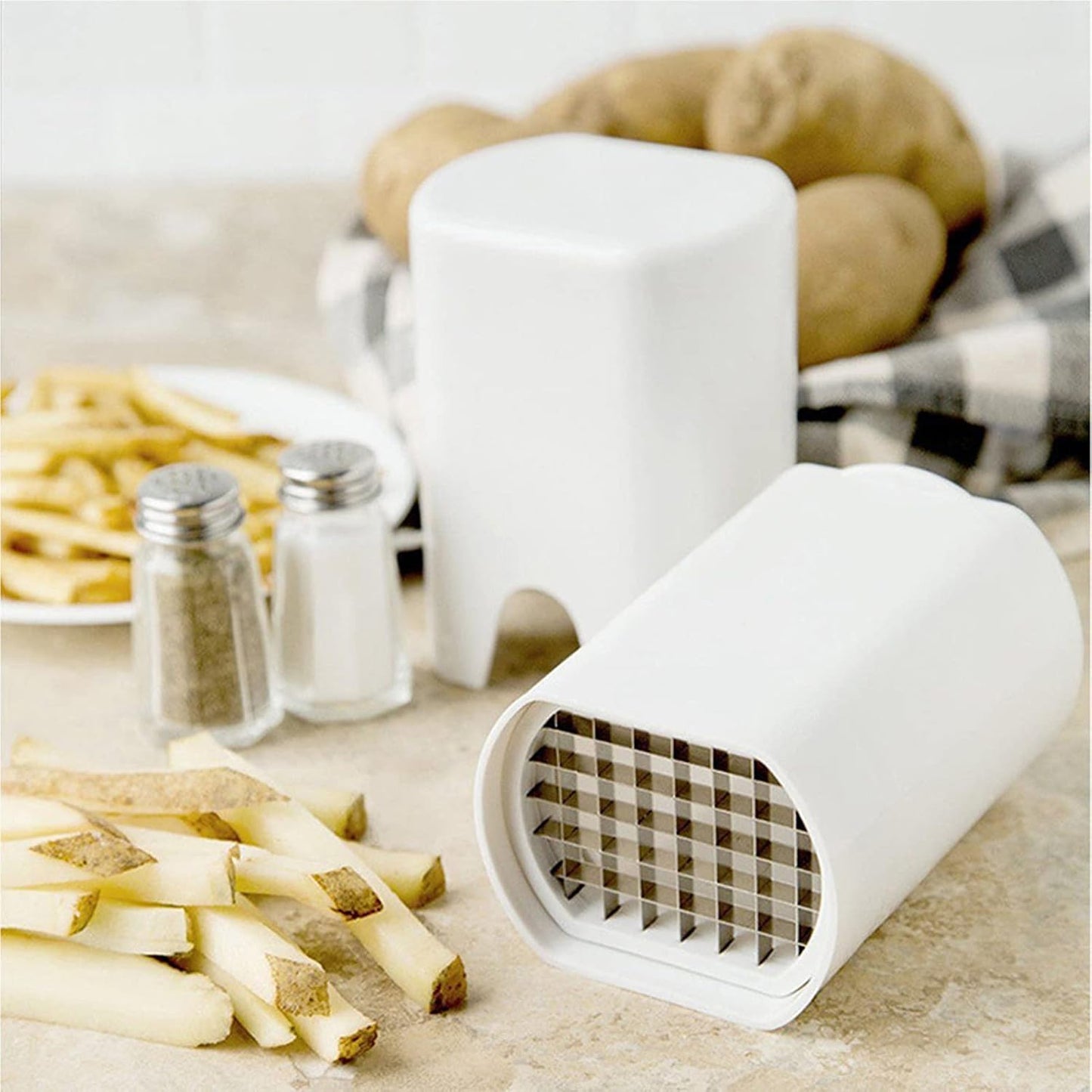 French Fry Cutter,Natural Cut Rapid Vegetable Dicer,Stainless Steel Potato Cutter French Fry Cutter Fries Potato Cutter Potato Tool for Kitchen