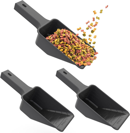 masteymoh Pet Food Scoop 2-Cup (Pack of 3), Large Measuring Scoops for Dry Ingredients Plastic Pet Food Scoop with Measuring Lines for Accurate Food Portions, 2 Cup Measuring Dog food Scoops